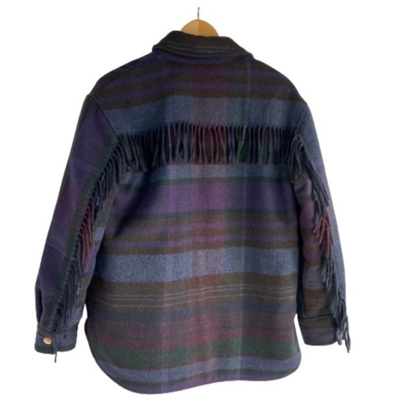 House of Harlow 1960 Oversized Western Fringed Plaid Jacket Size Small - Picture 5 of 9